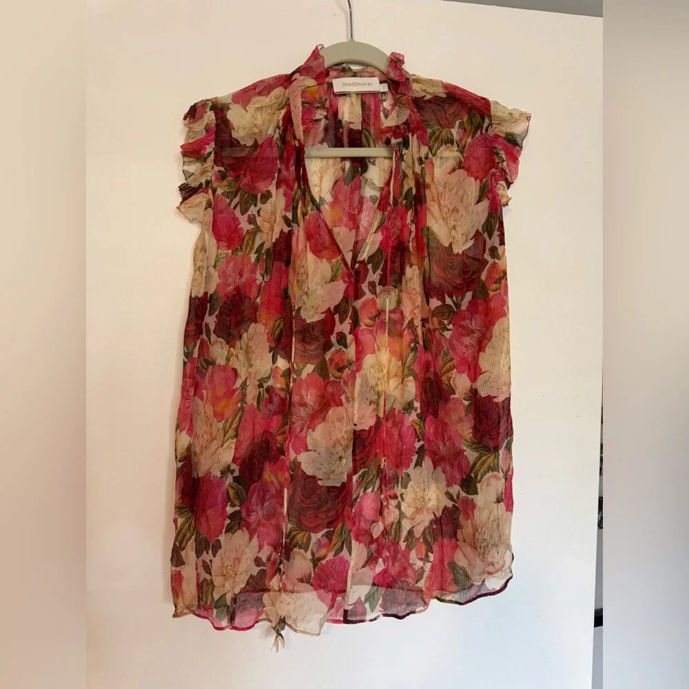 ZIMMERMANN wonderland floral silk top 2 (6-8) - Picture 4 of 8